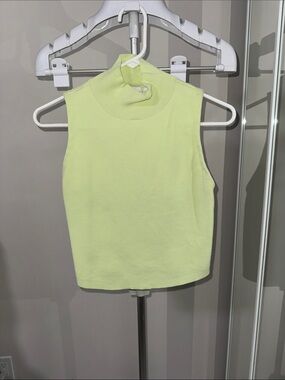 Sleeveless Mock Neck Top in Neon Lime - Women
